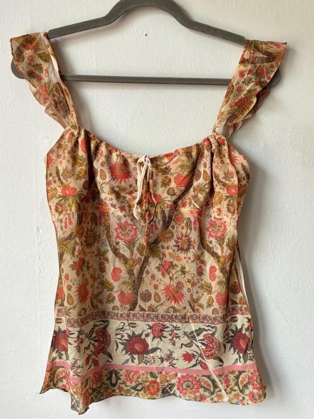 UNYX Vintage Y2K Floral Flutter Sleeve Blouse Tank Top